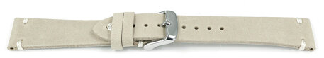 Beige Leather Watch Strap model Fresh 18mm Steel
