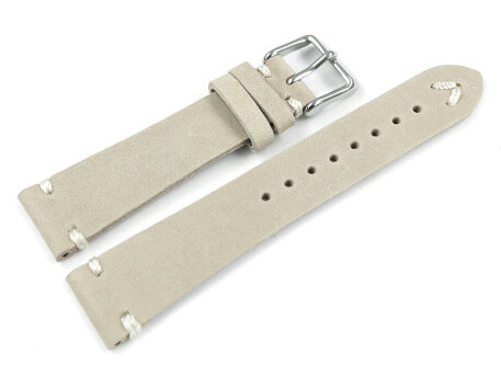 Beige Leather Watch Strap model Fresh 18mm Steel