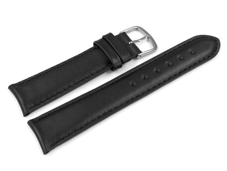 Watch Strap Black Smooth Genuine Leather curved ends 18mm...