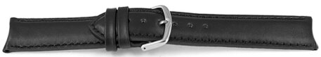 Watch Strap Black Smooth Genuine Leather curved ends 18mm 19mm 20mm 22mm