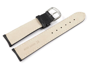 Watch Strap Black Smooth Genuine Leather curved ends 18mm 19mm 20mm 22mm