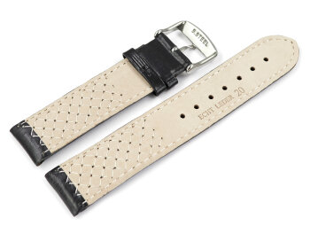 Black Leather Watch Strap model Mexico 18mm 20mm 22mm 24mm
