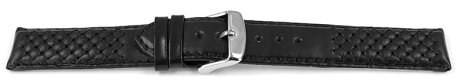 Black Leather Watch Strap model Mexico 24mm Steel