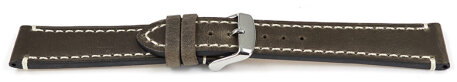 Dark Brown Saddle Leather Watch Strap 18mm Steel