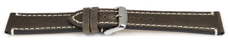 Dark Brown Saddle Leather Watch Strap 20mm Steel