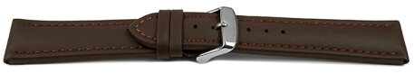 XL Watch strap Genuine leather Smooth brown 28mm Steel