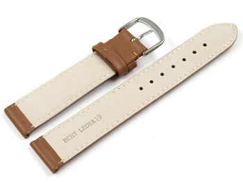 Watch strap Genuine leather smooth light brown 13mm 15mm 17mm 19mm 21mm 23mm