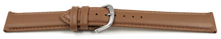 Watch strap Genuine leather smooth light brown 13mm Steel