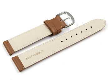 Watch strap Genuine leather smooth light brown 13mm Steel