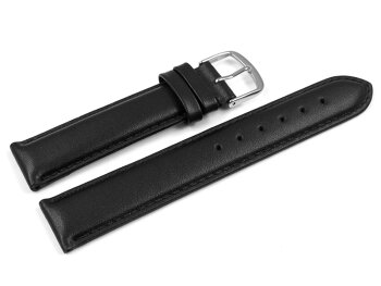 Watch strap Genuine leather smooth black 19mm Steel