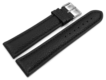 XL Watch strap Genuine grained leather black 18mm 20mm 22mm 24mm