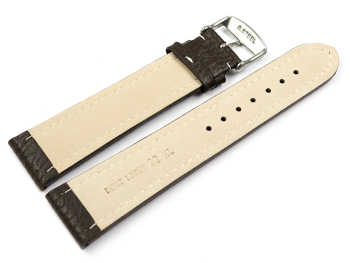 XL Watch strap Genuine grained leather dark brown white stitching 18mm 20mm 22mm 24mm 26mm 28mm