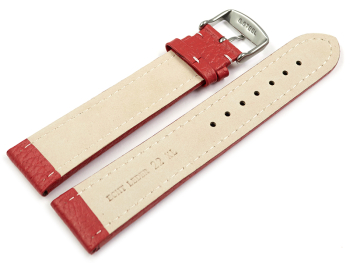 XL Watch strap Genuine grained leather red white stitching 18mm 20mm 22mm 24mm 26mm 28mm