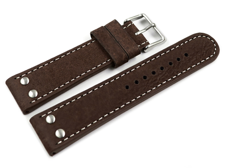 Watch strap Genuine water buffalo vintage dark brown 18mm...