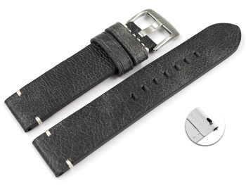 Leather Quick release Watch Strap Black without padding 20mm 22mm 24mm