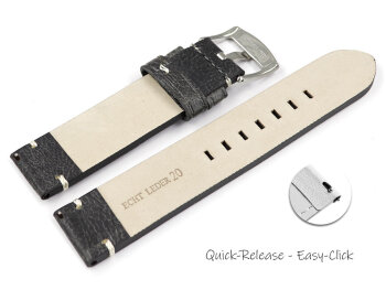 Leather Quick release Watch Strap Black without padding 20mm 22mm 24mm