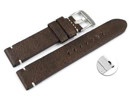 Leather Quick release Watch Strap dark brown without...