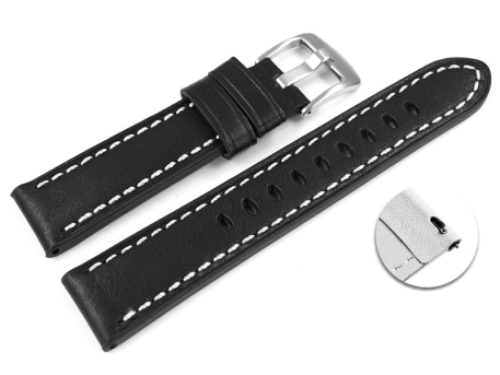 Black Leather Quick release Watch Strap Miami without...