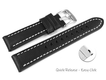 Black Leather Quick release Watch Strap Miami without...