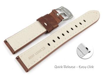 Light Brown Leather Quick release Watch Strap Miami without padding 20mm 22mm 24mm 26mm