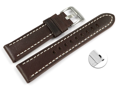 Dark Brown Leather Quick release Watch Strap Miami...