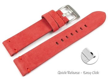 Quick release Watch Strap red Veluro leather without...