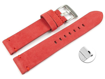 Quick release Watch Strap red Veluro leather without...