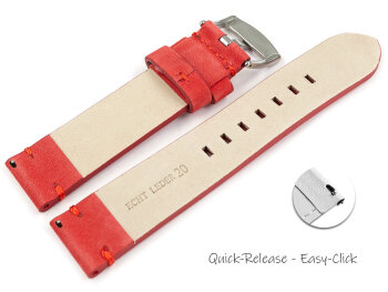 Quick release Watch Strap red Veluro leather without padding 18mm 20mm 22mm 24mm