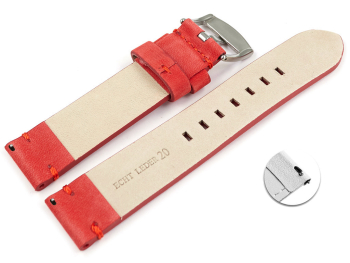 Quick release Watch Strap red Veluro leather without padding 18mm 20mm 22mm 24mm