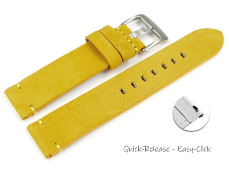 Quick release Watch Strap yellow Veluro leather without...