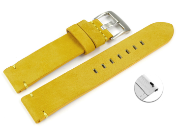 Quick release Watch Strap yellow Veluro leather without padding 18mm 20mm 22mm 24mm