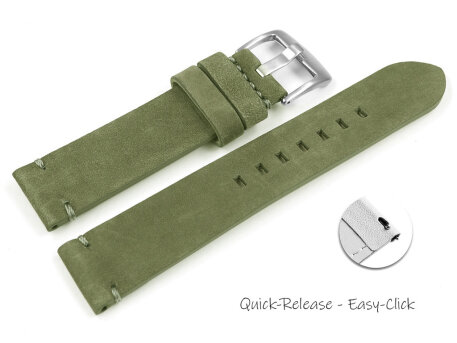 Quick release Watch Strap Khaki Veluro leather without...
