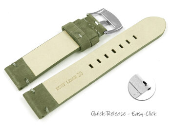 Quick release Watch Strap Khaki Veluro leather without padding 18mm 20mm 22mm 24mm