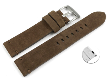 Quick release Watch Strap dark brown Veluro leather...