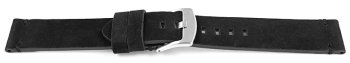 Quick release Watch Strap dark black Veluro leather...