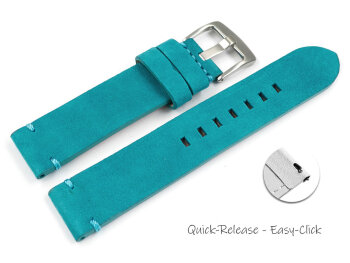 Quick release Watch Strap dark turquoise Veluro leather without padding 18mm 20mm 22mm 24mm