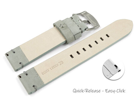 Quick release Watch Strap grey Veluro leather without padding 18mm 20mm 22mm 24mm