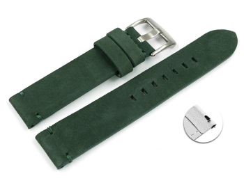 Quick release Watch Strap dark green Veluro leather without padding 18mm 20mm 22mm 24mm