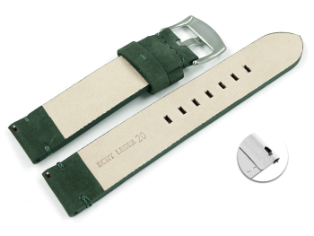 Quick release Watch Strap dark green Veluro leather without padding 18mm 20mm 22mm 24mm