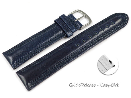 Slightly Shiny Dark Blue Leather Quick release Watch...