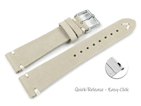 Beige Leather Quick release Watch Strap model Fresh 18mm...