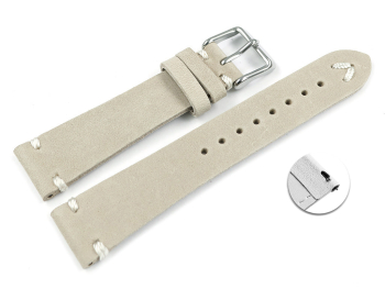 Beige Leather Quick release Watch Strap model Fresh 18mm 19mm 20mm 22mm