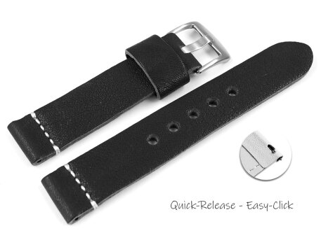 Very Soft Black Leather Quick release Watch Strap model Bari 20mm 22mm 24mm 26mm