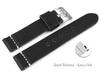 Very Soft Black Leather Quick release Watch Strap model...