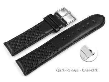 Black Leather Quick release Watch Strap model Mexico 18mm...