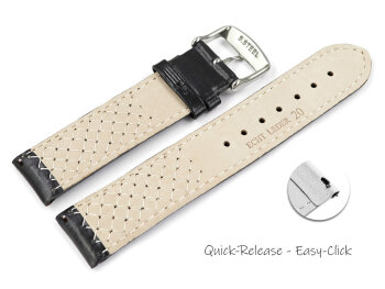 Black Leather Quick release Watch Strap model Mexico 18mm 20mm 22mm 24mm