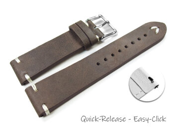 Quick release Watch Strap Genuine leather Soft Vintage dark brown 18mm 20mm 22mm 24mm