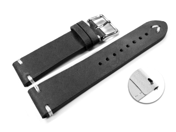 Quick release Watch Strap Genuine leather Soft Vintage black 18mm 20mm 22mm 24mm