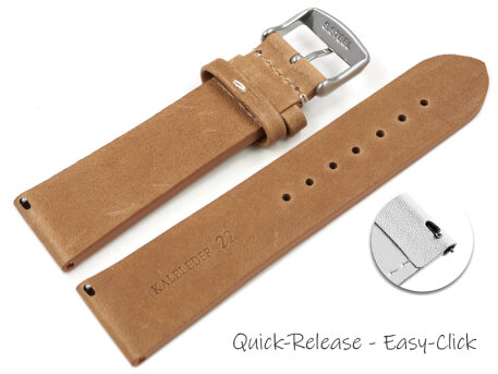 Quick release Watch Strap Berlin Genuine leather Soft Vintage light brown 18mm 20mm 22mm