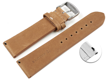 Quick release Watch Strap Berlin Genuine leather Soft Vintage light brown 18mm 20mm 22mm